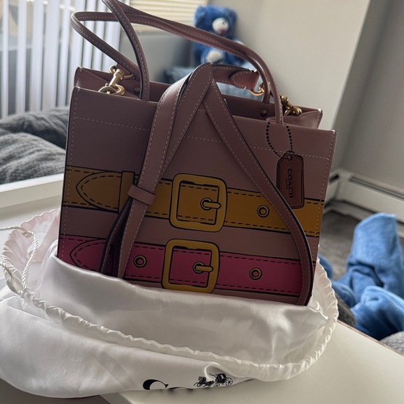Coach Handbags - Limited Edition Coach Brown and Pink Belt Print Tote